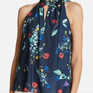 PARKER DELFINA NIGHT TIE-ACCENT MOCK NECK SLEEVELESS TOP